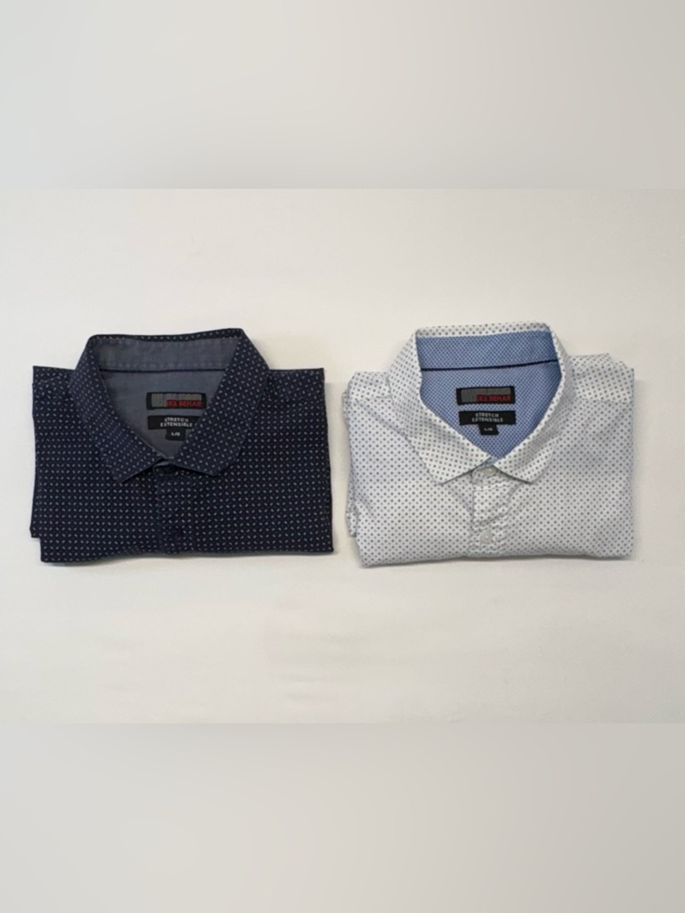 Bundle of 2 Ike Behar Navy & White Dot Button-Down Shirts Size Large